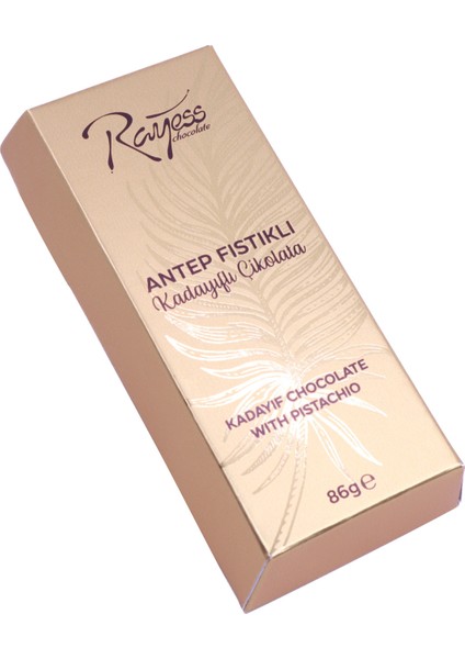 Rayess Antep Fıstıklı Kadayıf Dolgulu Sütlü Belçika Çikolatası - Dubai Çikolatası 86G