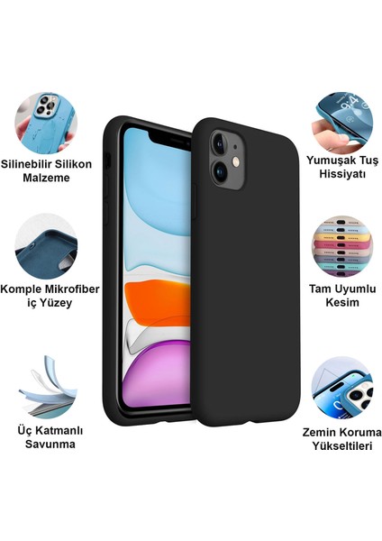 Apple iPhone 11 Kılıf Lansman Premium Silinebilir Siyah Silikon