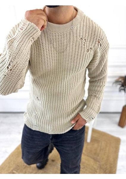 Kazak Oversize Yırtık Detaylı Lazer Kesim Tüylenmez Naturel Pamuk Rahat Kesim Salaş Kazak fiyatları