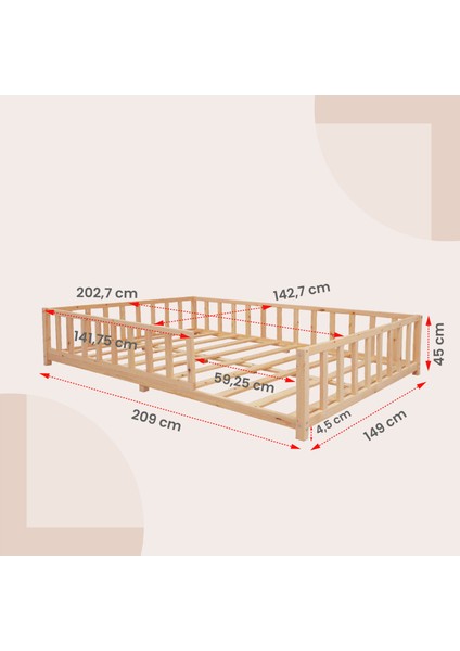 KFB640 Montessori Yer Yatağı 140X200 cm Ahşap Çocuk Yatağı