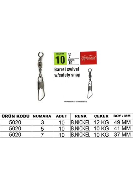 5020 Klips 10&#039;LU Paket Black Nikel
