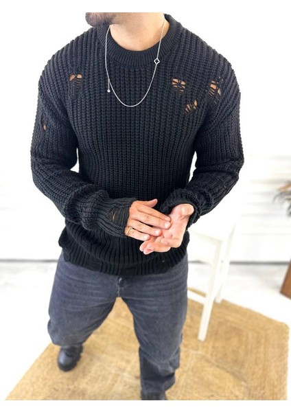 Kazak Oversize Yırtık Detaylı Lazer Kesim Tüylenmez Naturel Pamuk Rahat Kesim Salaş Kazak modelleri