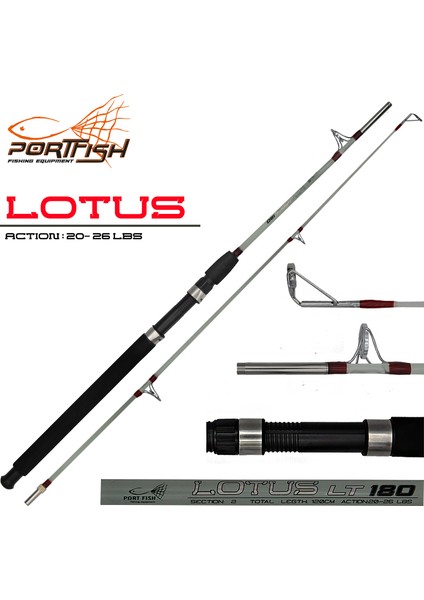 Lotus 135 cm Metal Halkalı Tekne Kamışı 20- 26 Lbs