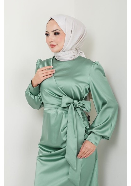 Kadın Giyim Moda Tesettür Abiye Saten Elbise 2762 indirimleri