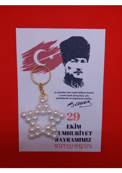 20 Adet-Yıldız Anahtarlık-29 Ekim Cumhuriyet Bayramı 101. Yıl Temalı-Okul Hediyelik