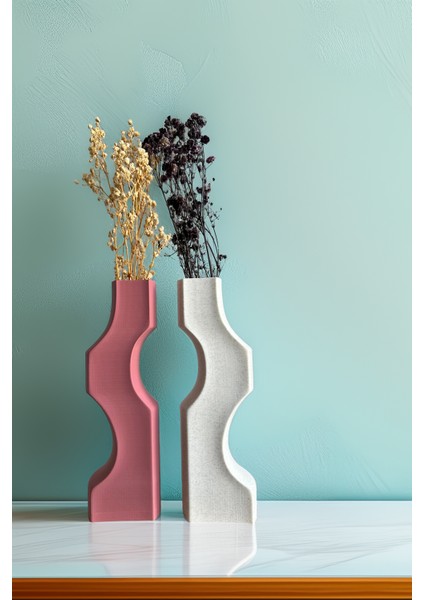 Puzzle Vazo Dekoratif Asimetrik Modern Ikili Set