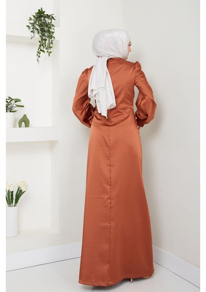 Kadın Giyim Moda Tesettür Abiye Saten Elbise 2762 fırsatları