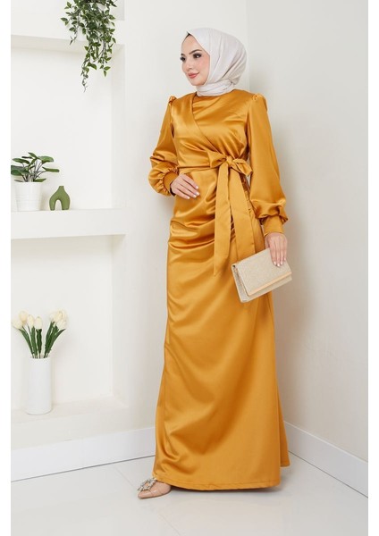 Kadın Giyim Moda Tesettür Abiye Saten Elbise 2762 fiyatları