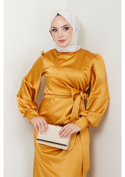 Kadın Giyim Moda Tesettür Abiye Saten Elbise 2762 indirimleri