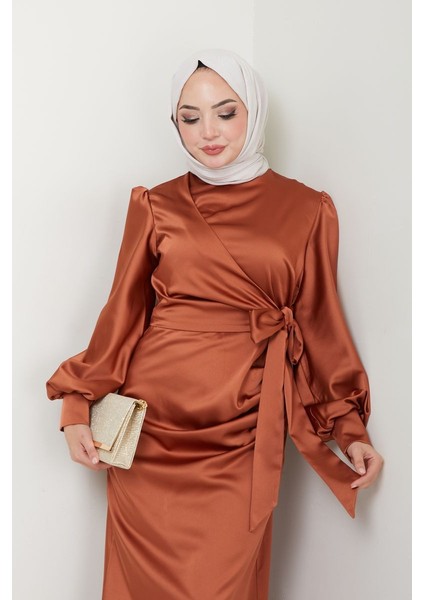 Kadın Giyim Moda Tesettür Abiye Saten Elbise 2762 indirimleri
