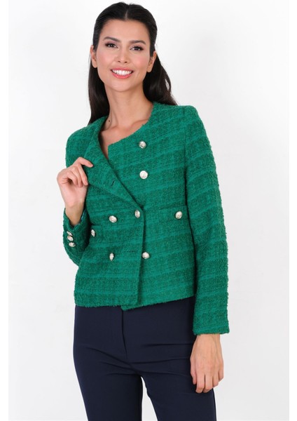 Pepper Yuvarlak Yaka Buklet Ceket Yeşil modelleri