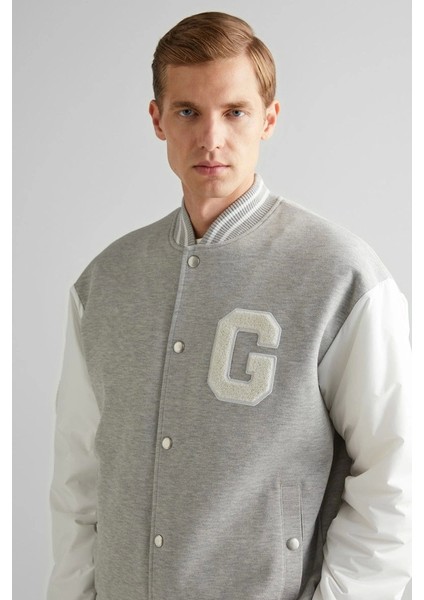 Erkek Gri Bomber Ceket