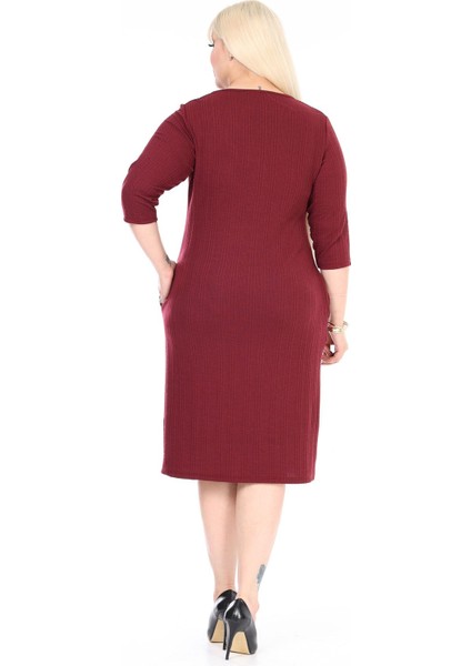 Çift Cepli Kışlık Büyük Beden Esnek Siyah Elbise 31B-2609 modelleri