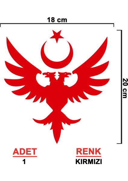 Ay Yıldız Çift Başlı Kartal Sticker - Ay Yıldız Sticker - Oto Sticker - Araba Sticker