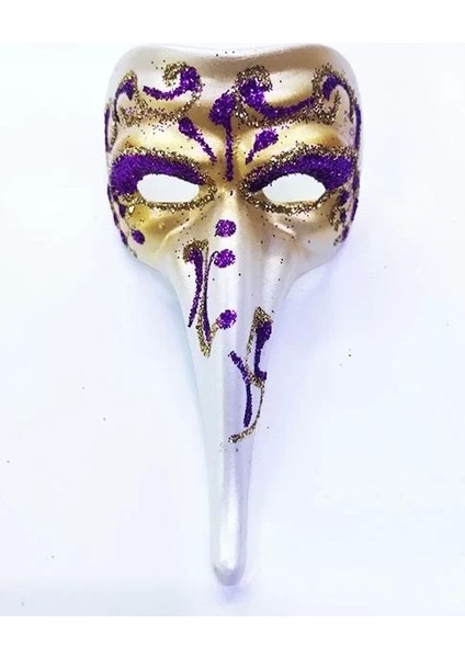 Mor Renk Işlemeli Seramik Malzemeden Imal Venedik Uzun Maske Magnet
