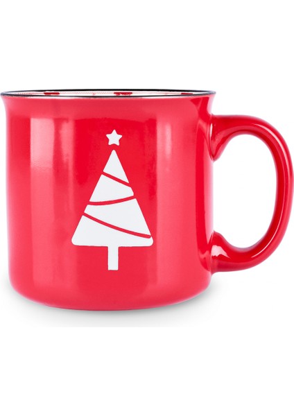 New Year Yılbaşı Ekose Pine Tree Kupa 550 ml Kırmızı indirimleri