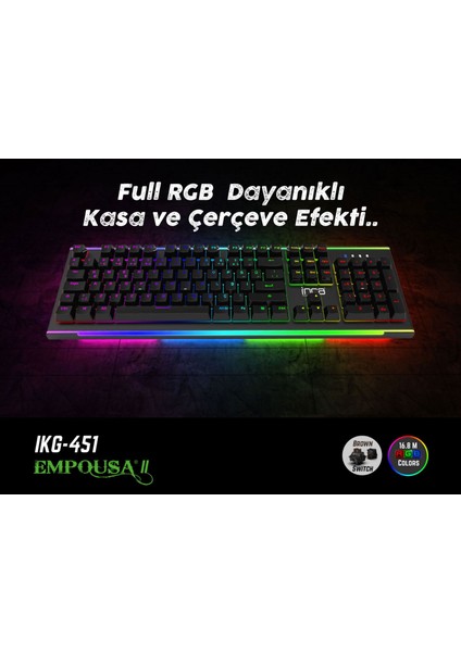 Klavye IKG-452 Empousa Rgb Oyuncu Sessiz Gerçek Mekanik El Bilekliği Hediyelidir fiyatları