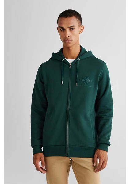 Erkek Yeşil Regular Fit Kapüşonlu Ceket