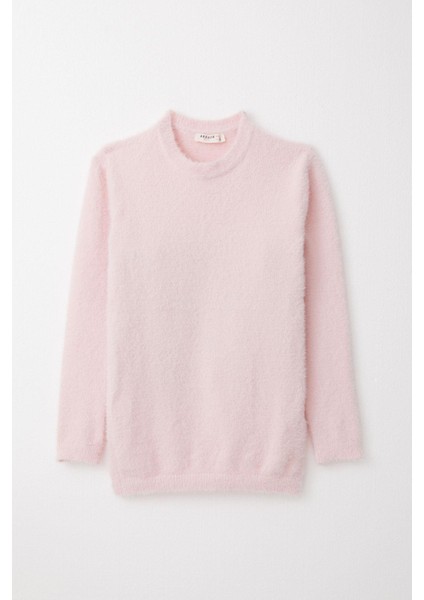 Kız Çocuk Triko Kazak Basic 8-14 Yaş, Pembe