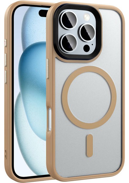 Apple iPhone 16 Pro Max Kılıf Mat Arka Yüzey Wireless Şarj Özellikli Flet Magsafe Kapak