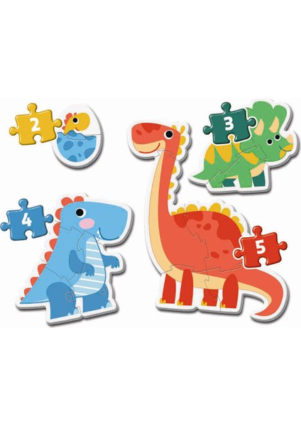 14 Parça Supercolor Puzzle: Ilk Puzzle Koleksiyonum Dinozor