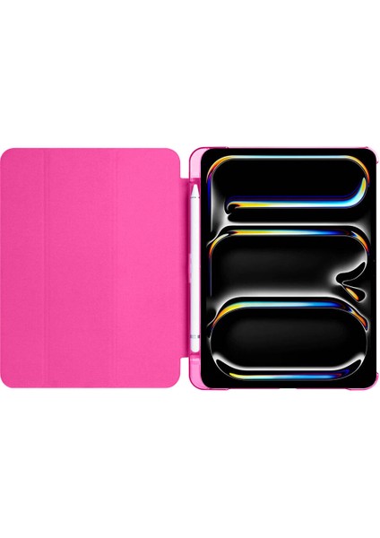 Apple iPad Pro 11 2024 M4 Kılıf Yatay Standlı Kalem Bölmeli Arkası Sert Pc Güçlü Mıknatıslı Smart Kılıf