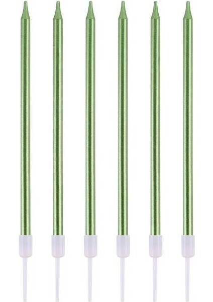 Metalik Ince Mum Yeşil 15 cm 6 Lı fiyatları
