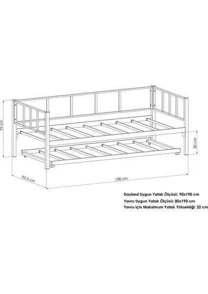 Titan Yavrulu Daybed, Karyola, Divan, Sedir 80X190-90X190