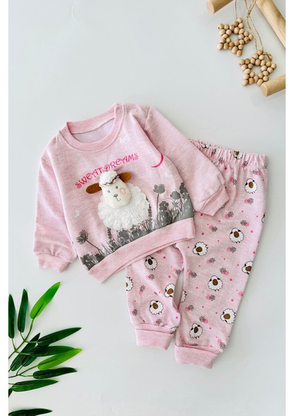 Minigimin Cicileri (6-12 Ay) Kuzucuk Detaylı Kız Bebe takım - Pembe
