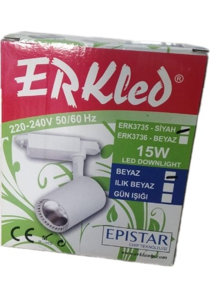 ERK3735 Siyah 15 Watt LED Downlight 220-240V 50/60 Hz Beyaz Işık fiyatları