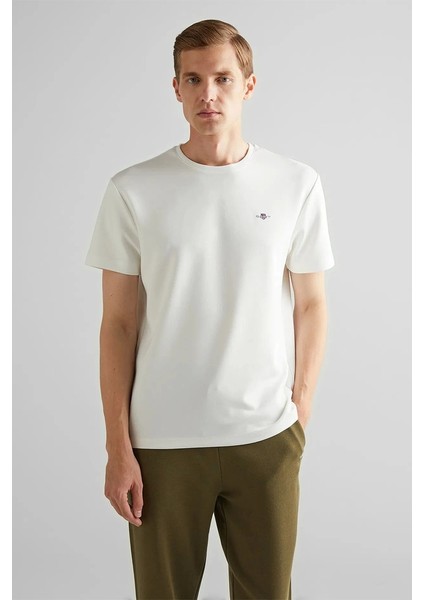 Erkek Krem Regular Fit T-Shirt