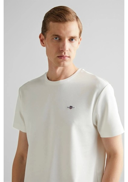 Erkek Krem Regular Fit T-Shirt