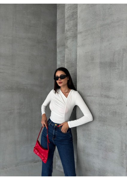 V Yaka Drape Kadın Bluz indirimleri