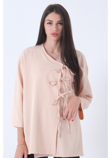 Bej Yandan Bağlamalı Double Kumaş Ceket 31050707.55