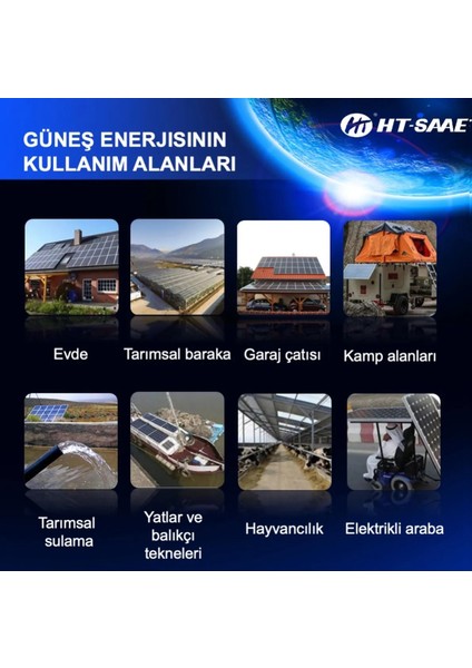 Ht-Saae HT72-16M 435 Watt Beyaz Arka Yüz Güneş Enerji Paneli Half-Cut Yüksek Verimli A Class