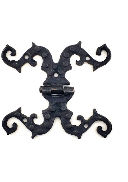 Antika Tarz Dekoratif Pirinç Süslü Menteşe - 100X90 Mm, Oksit