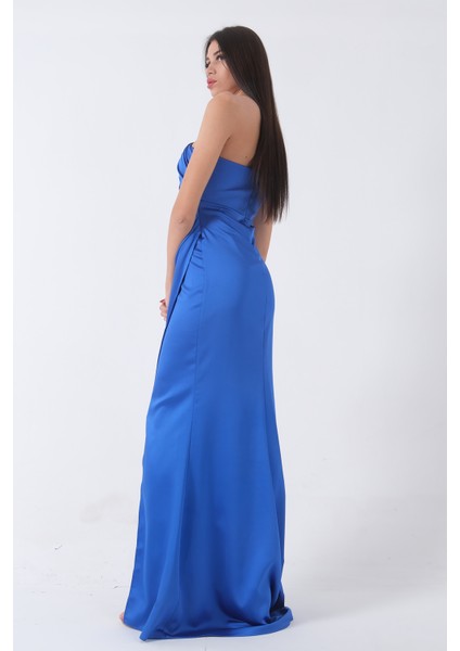 Saks Önü Yırtmaçlı Tek Omuz Şık Abiye 0801563.26