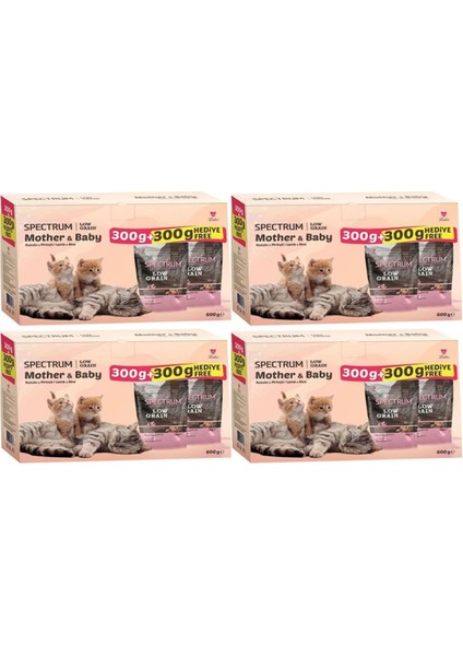 Low Grain Mother & Baby Kuzu Etli ve Pirinçli Kedi Maması 300 gr + 300 gr (2li Kutu)*4 Adet