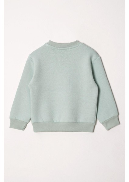Bisiklet Yaka Uzun Kol Kalp Nakışlı Sardonlu Kız Çocuk Mint Renk Sweatshirt modelleri