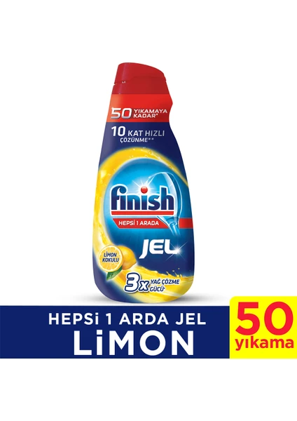 Hepsi Bir Arada Konsantre Jel 1000 ml Limon Bulaşık Makinesi Deterjanı