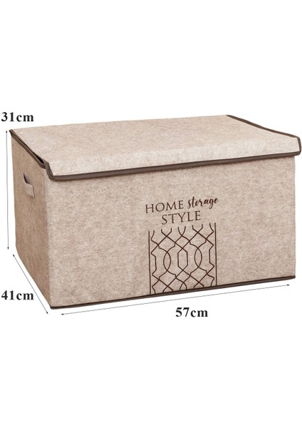 Keçe Kapaklı Çok Amaçlı Mega Plus Kutu Bej 57X41X31 cm