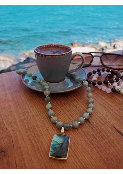 Labradorit Kolye Dorikalı Labradorit Kolye Uçlu