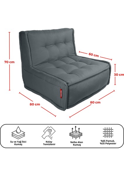 Zen Sırtlı Minder Koltuk Iskandinav Tarzı Yer Koltuğu Sırtlıklı Oturma Minderi 80x60 Antrasit