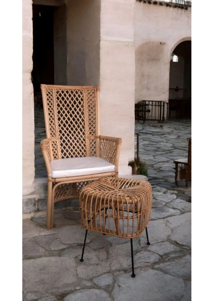 Çay Seti Tekli Rattan Koltuk Berjer ve Puf Takımı (Salon,balkon,ofis) Ikili Rattan Takım