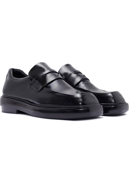 Kadın Siyah Deri Maskülen Loafer 24WFD141922 modelleri