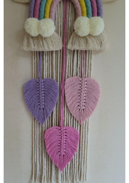 Doa Filstore Makrome Isme Özel Bulut Gökkuşağı El Yapımı Bebek Kapı Bebek Odası Bebek Duvar Süsü (35X75)