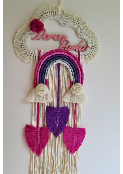 Doa Filstore Makrome Isme Özel Bulut Gökkuşağı El Yapımı Bebek Kapı Bebek Odası Bebek Duvar Süsü