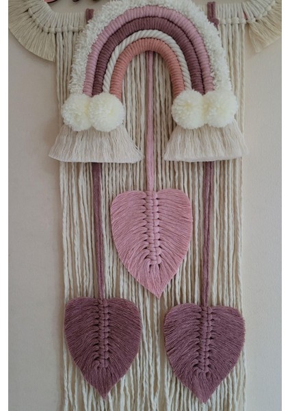 Doa Filstore Makrome Isme Özel Bulut Gökkuşağı El Yapımı Bebek Kapı Bebek Odası Bebek Duvar Süsü (35X75)