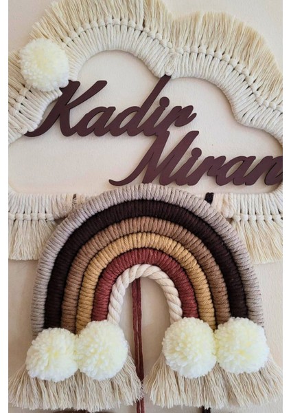 Doa Filstore Makrome Isme Özel Bulut Gökkuşağı El Yapımı Bebek Kapı Bebek Odası Bebek Duvar Süsü (35X75) fiyatları