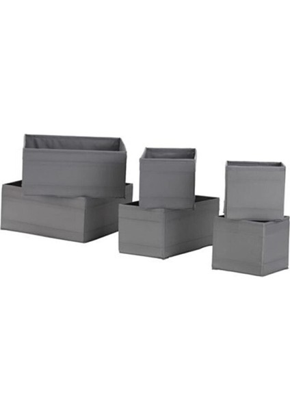 Tekno Trust Skubb Çekmece İçi Düzenleyici Kutu Seti Koyu Gri ( 6 Parça Set)